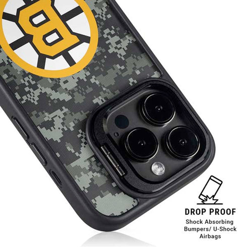 NHL Boston Bruins Camo iPhone 15 Pro Kickstand Case